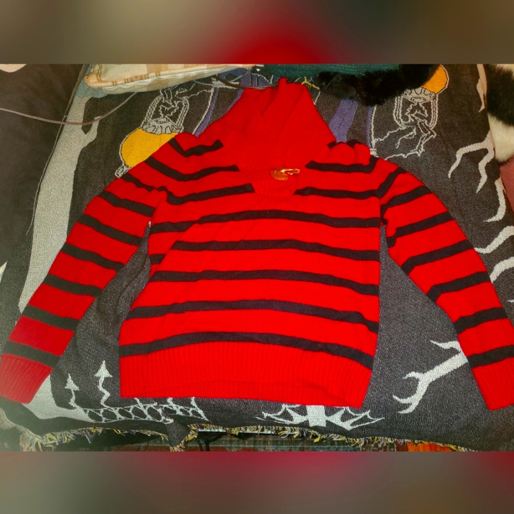 Ralph Lauren red/black striped sweater